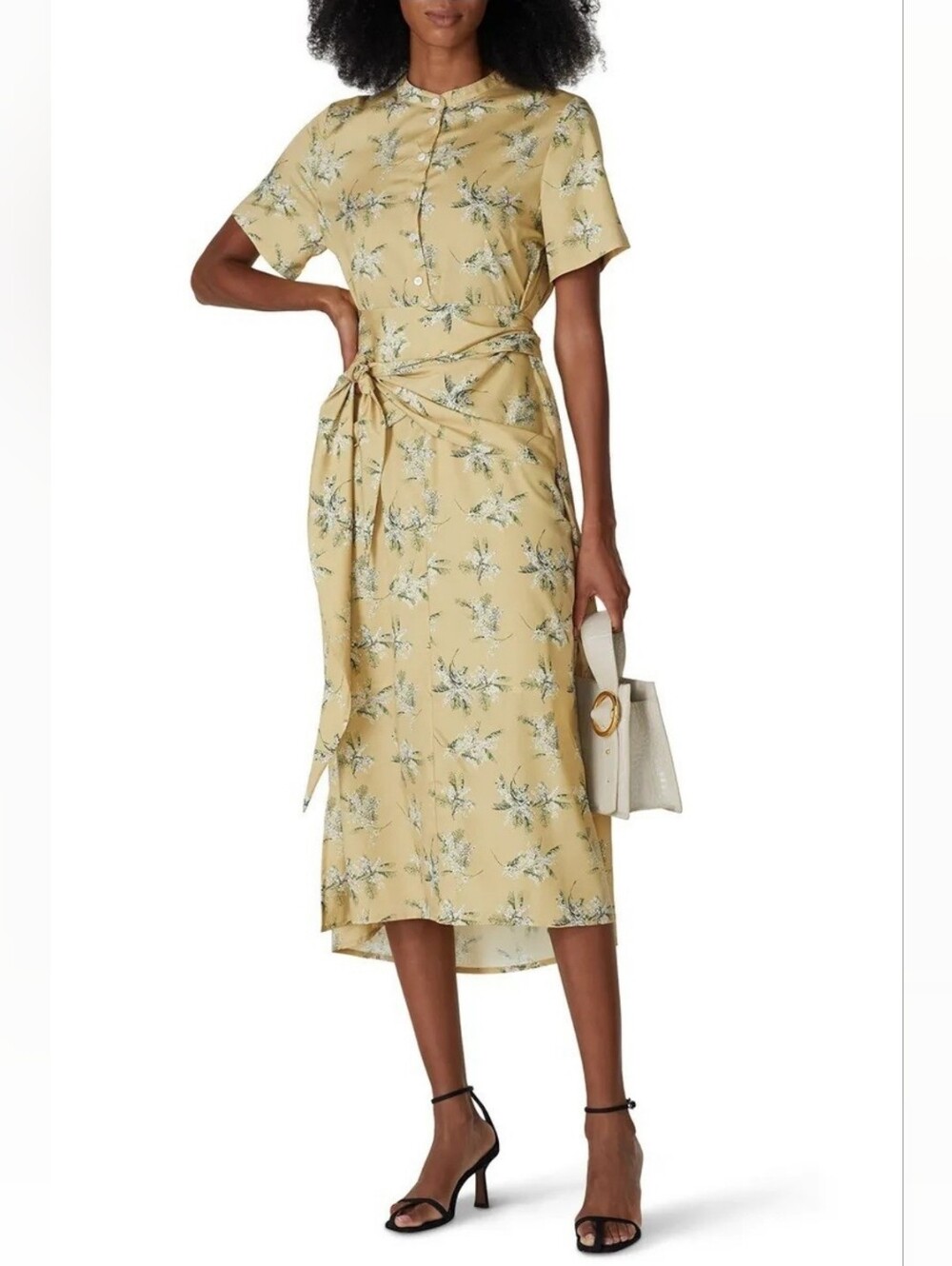 Caara Floral Tie-Waist Midi Dress S